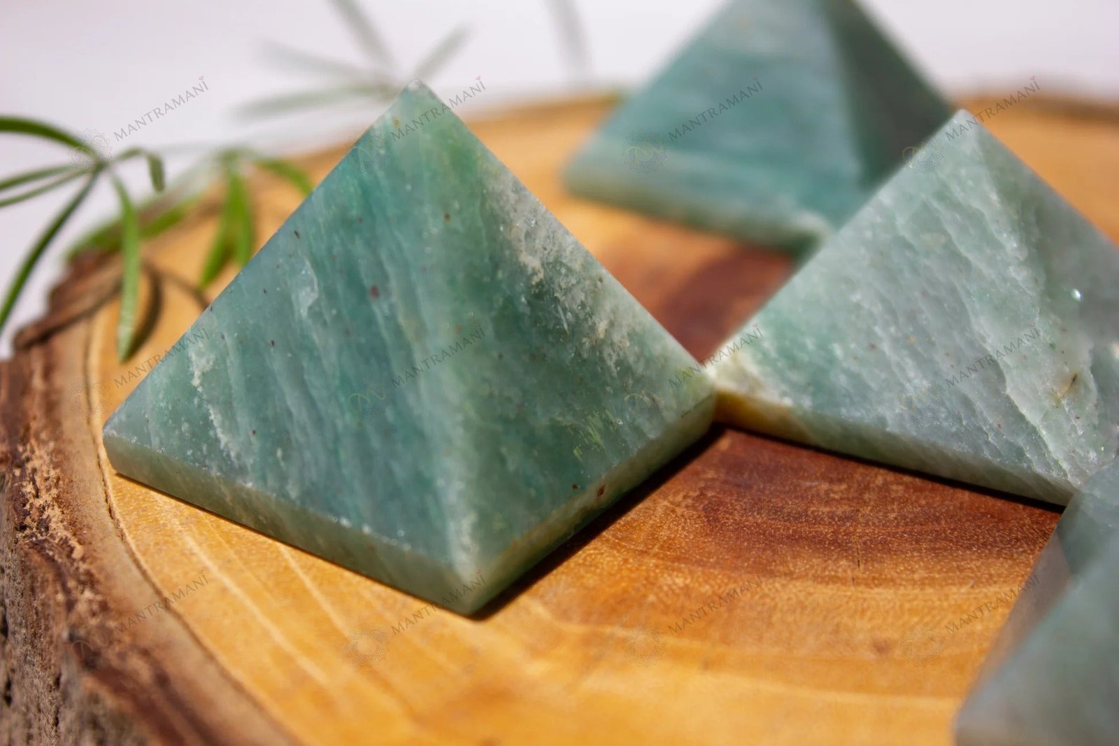 MantraMani Green Aventurine Crystal Pyramid - Energized Vedic Gemstone Jewelry - MantraMani