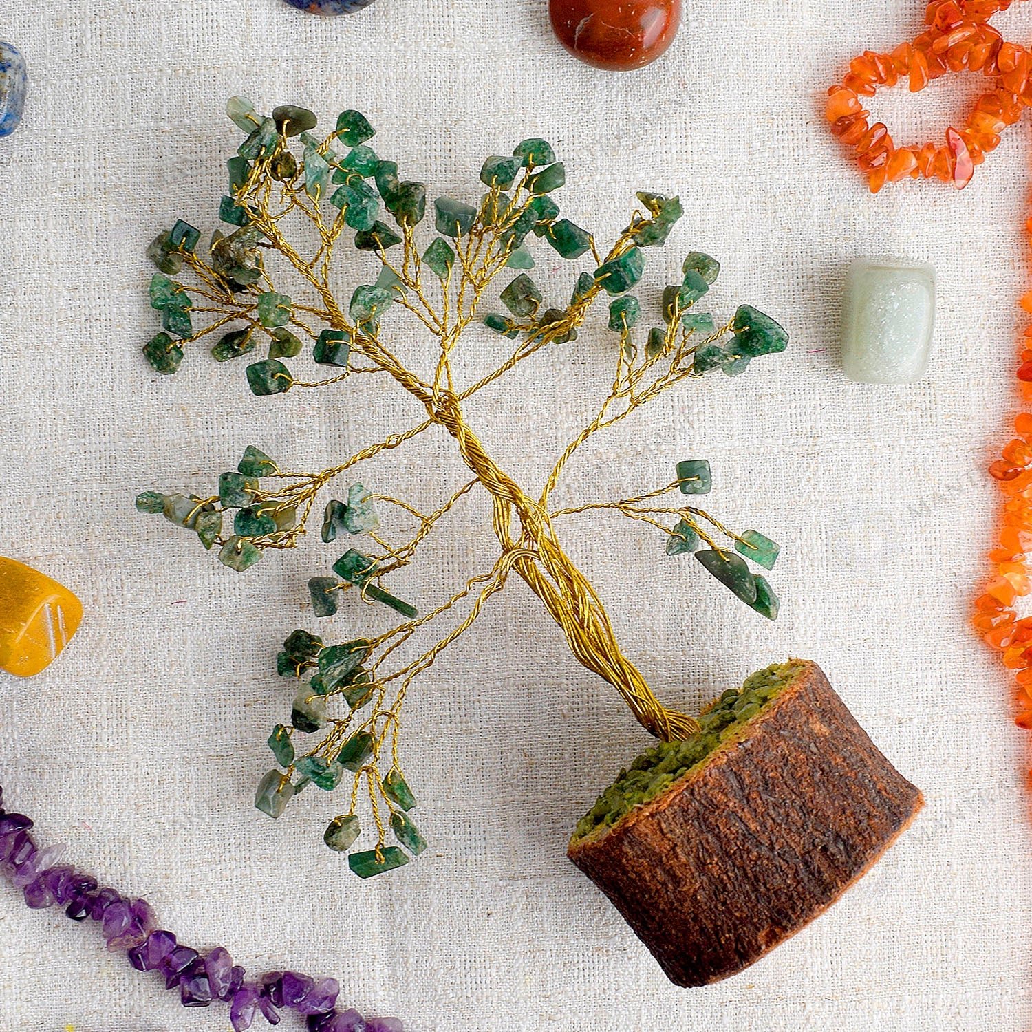 MantraMani Green Aventurine Tree: Promotes Wealth Attraction & Money Growth