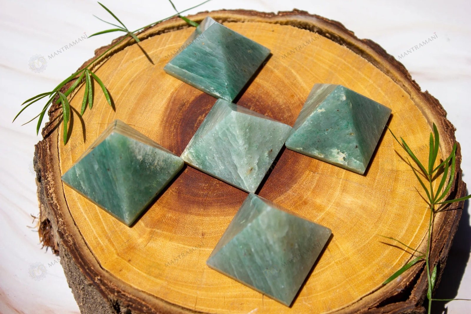 MantraMani Green Aventurine Crystal Pyramid - Energized Vedic Gemstone Jewelry - MantraMani