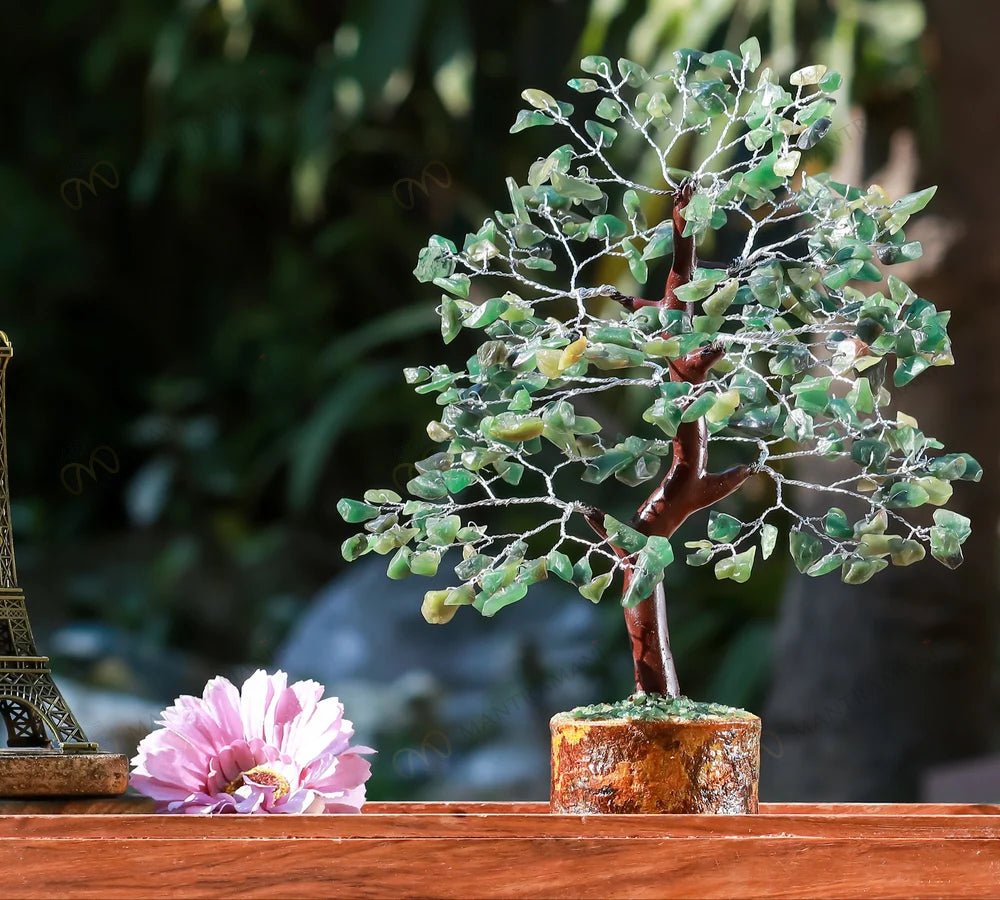 MantraMani Green Aventurine Tree: Promotes Wealth Attraction & Money Growth - Energized Vedic Gemstone Jewelry - MantraMani
