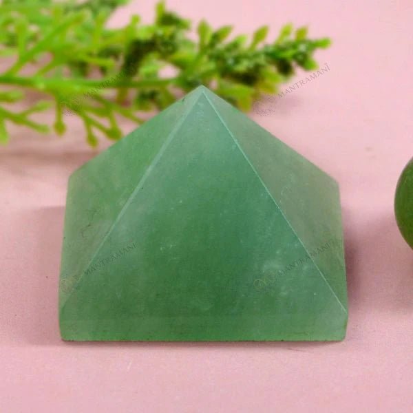 MantraMani Green Aventurine Crystal Pyramid - Energized Vedic Gemstone Jewelry - MantraMani