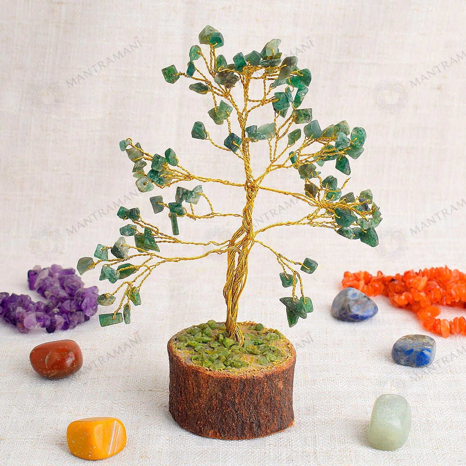 MantraMani Green Aventurine Tree: Promotes Wealth Attraction & Money Growth - Energized Vedic Gemstone Jewelry - MantraMani