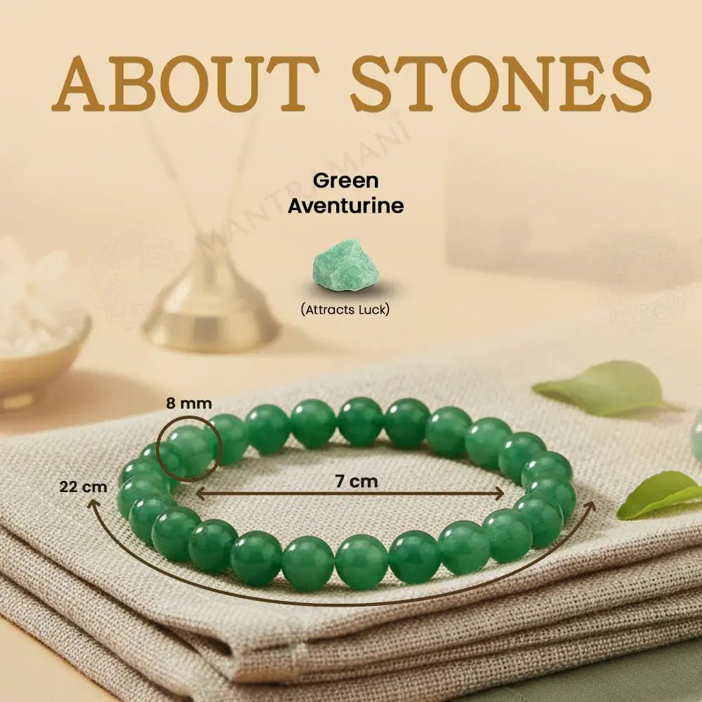 MantraMani Green Aventurine Bracelet - Energized Vedic Gemstone Jewelry - MantraMani