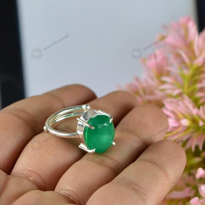 MantraMani Green Aventurine Ring: Promotes Wealth Attraction & Money Growth - Energized Vedic Gemstone Jewelry - MantraMani