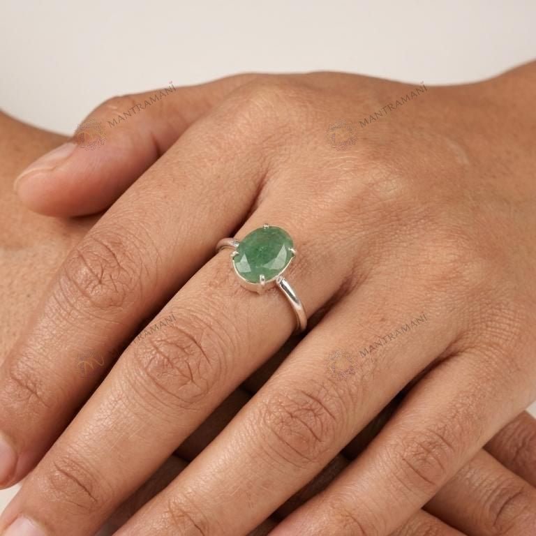 MantraMani Green Aventurine Ring: Promotes Wealth Attraction & Money Growth