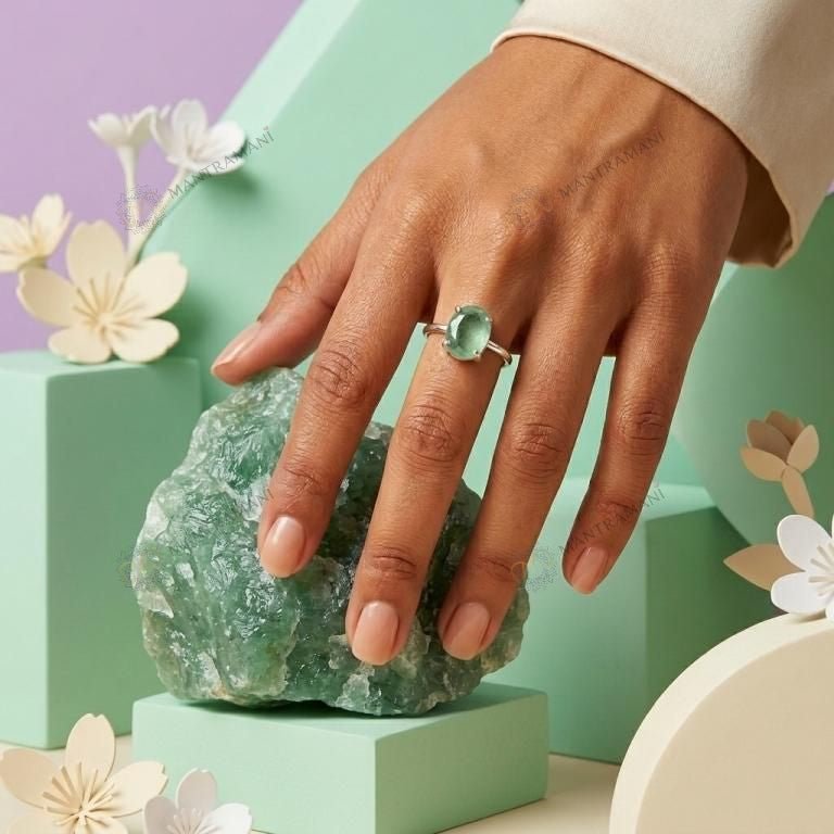 MantraMani Green Aventurine Ring: Promotes Wealth Attraction & Money Growth - Energized Vedic Gemstone Jewelry - MantraMani