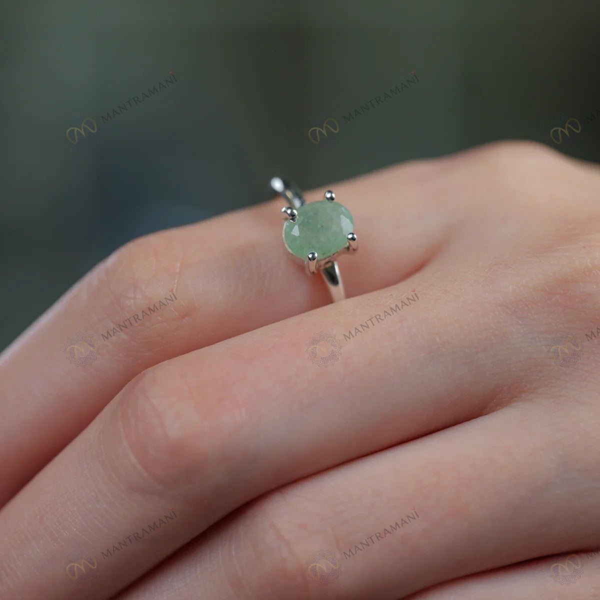 MantraMani Green Aventurine Ring: Promotes Wealth Attraction & Money Growth - Energized Vedic Gemstone Jewelry - MantraMani