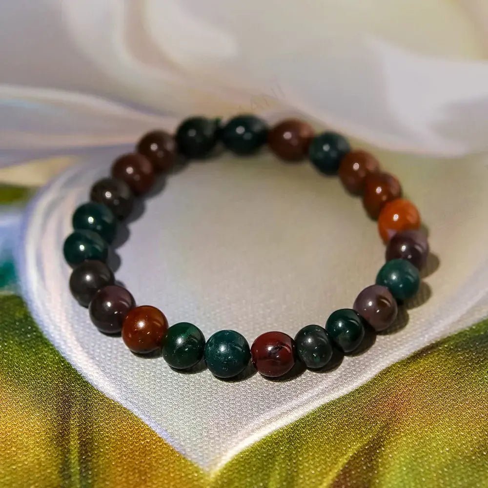 MantraMani Bloodstone Bracelet - Energized Vedic Gemstone Jewelry - MantraMani