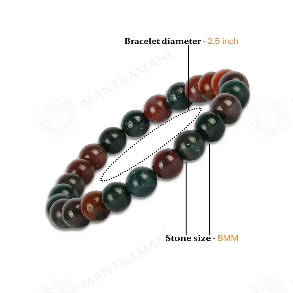 MantraMani Bloodstone Bracelet - Energized Vedic Gemstone Jewelry - MantraMani