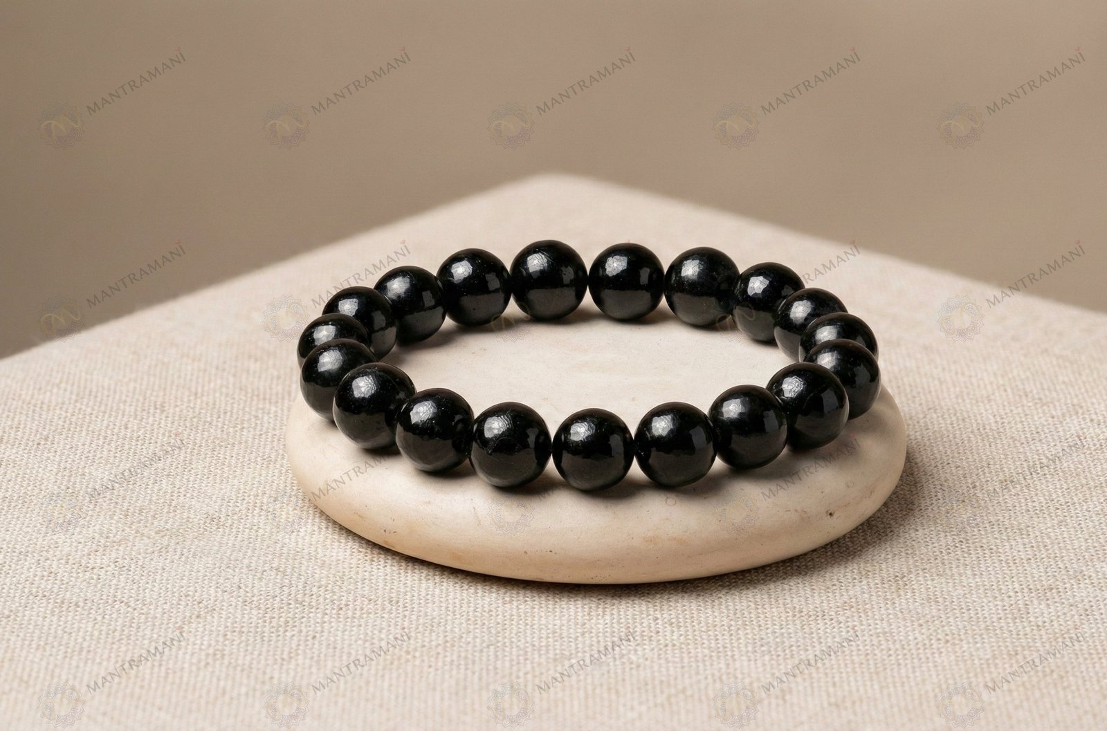 MantraMani clipse Noire Black Tourmaline Protection Bracelet - Energized Vedic Gemstone Jewelry - MantraMani