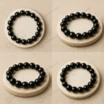 MantraMani clipse Noire  Black Tourmaline Protection Bracelet - Energized Vedic Gemstone Jewelry - MantraMani