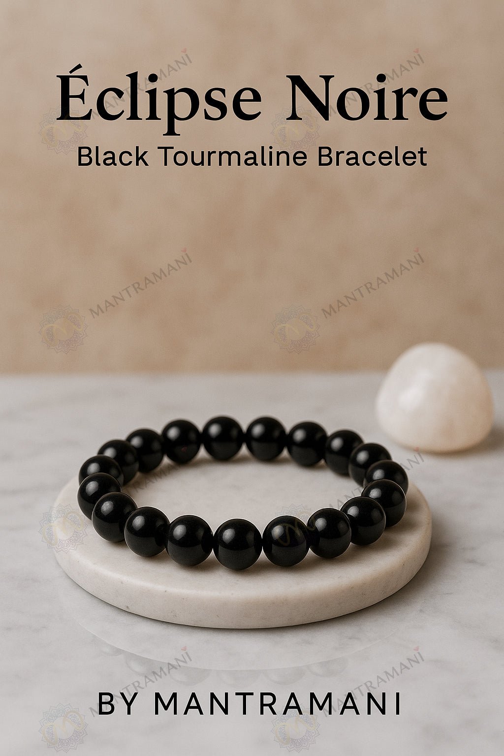 MantraMani clipse Noire Black Tourmaline Protection Bracelet - Energized Vedic Gemstone Jewelry - MantraMani