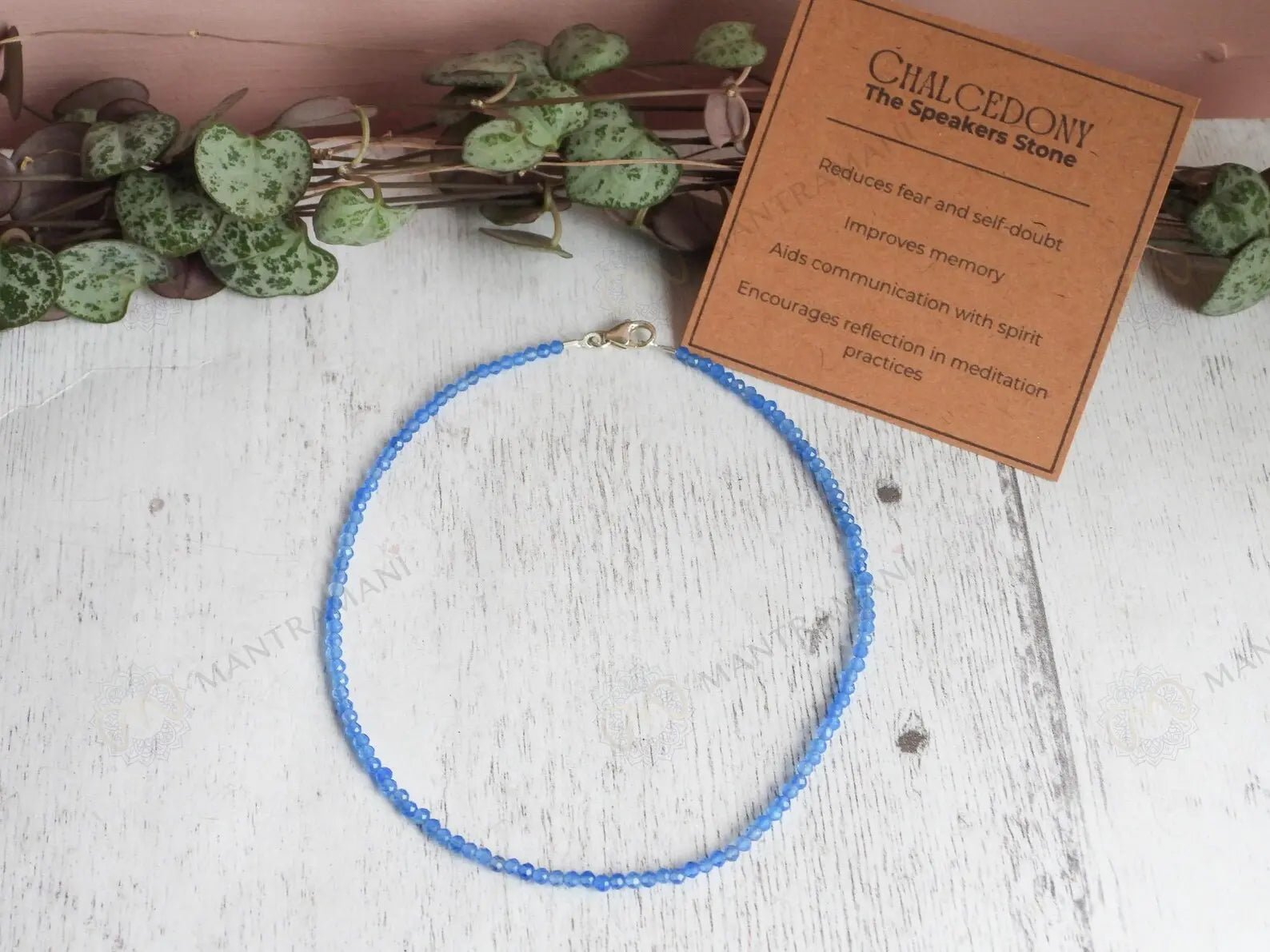 MantraMani Blue Lace Chalcedony Anklet