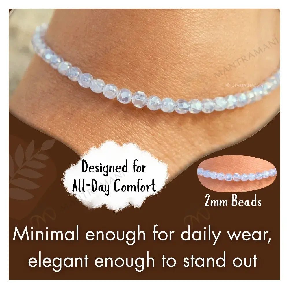 MantraMani Blue Lace Chalcedony Anklet - Energized Vedic Gemstone Jewelry - MantraMani