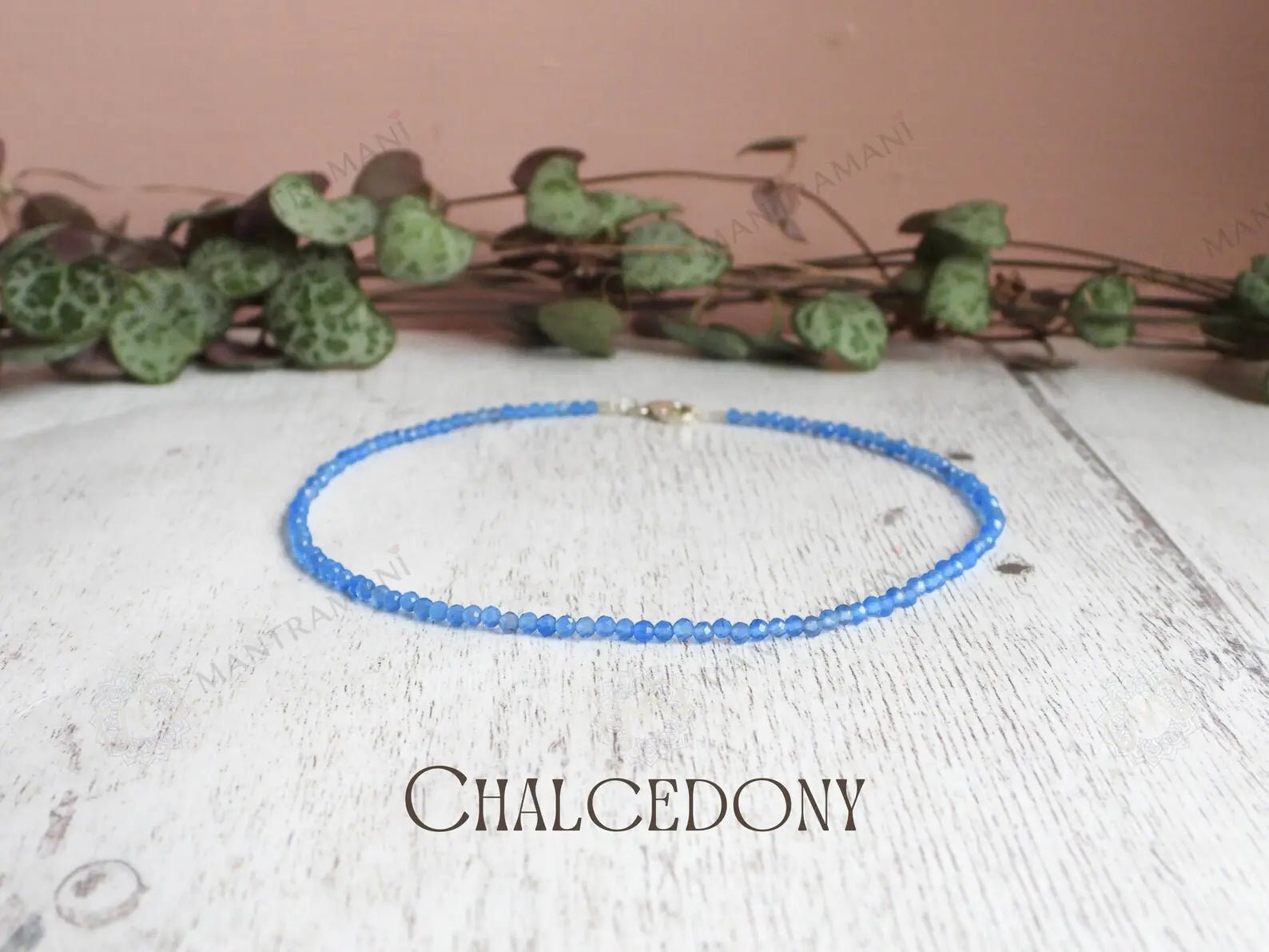 MantraMani Blue Lace Chalcedony Anklet