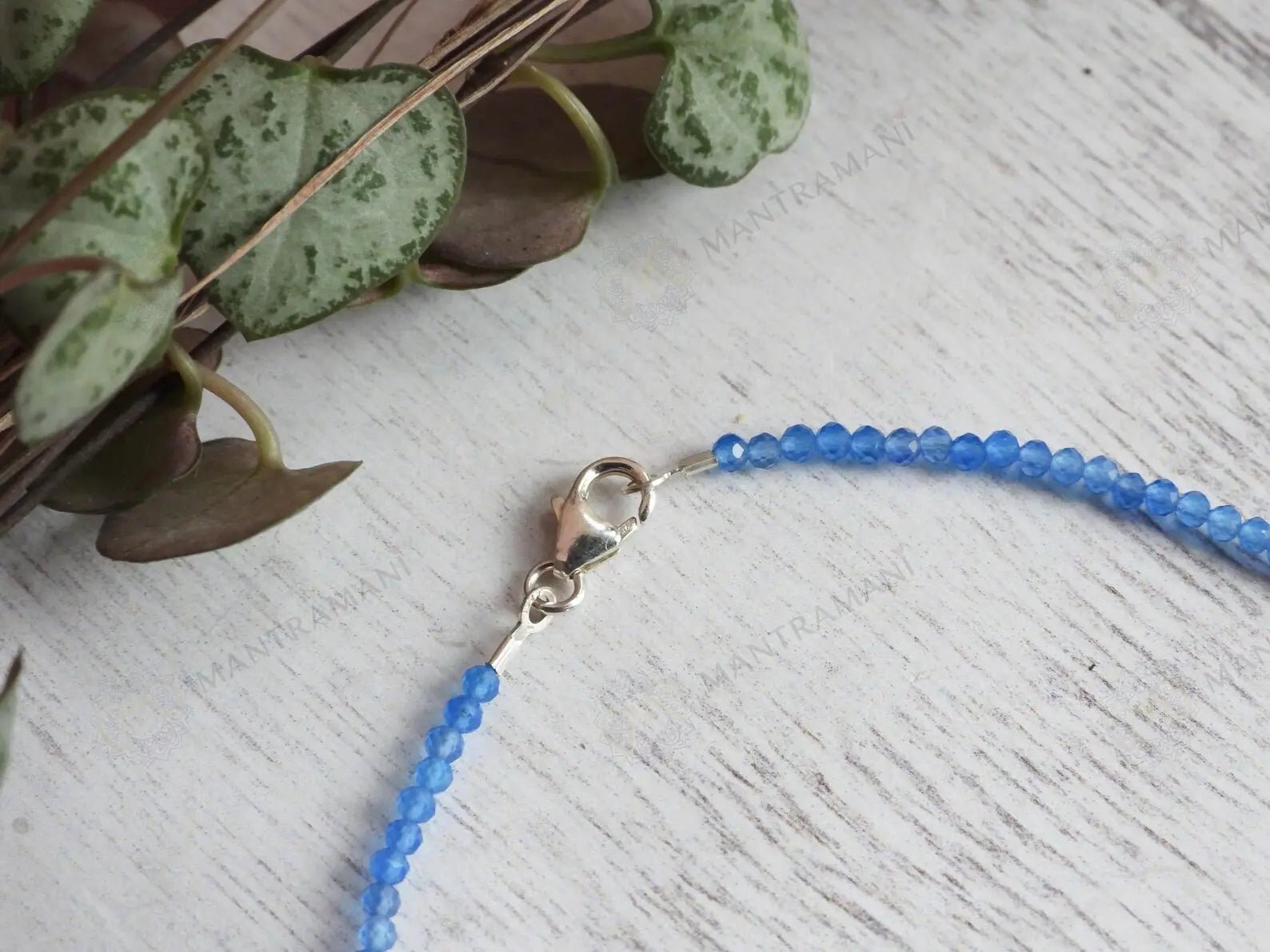 MantraMani Blue Lace Chalcedony Anklet - Energized Vedic Gemstone Jewelry - MantraMani