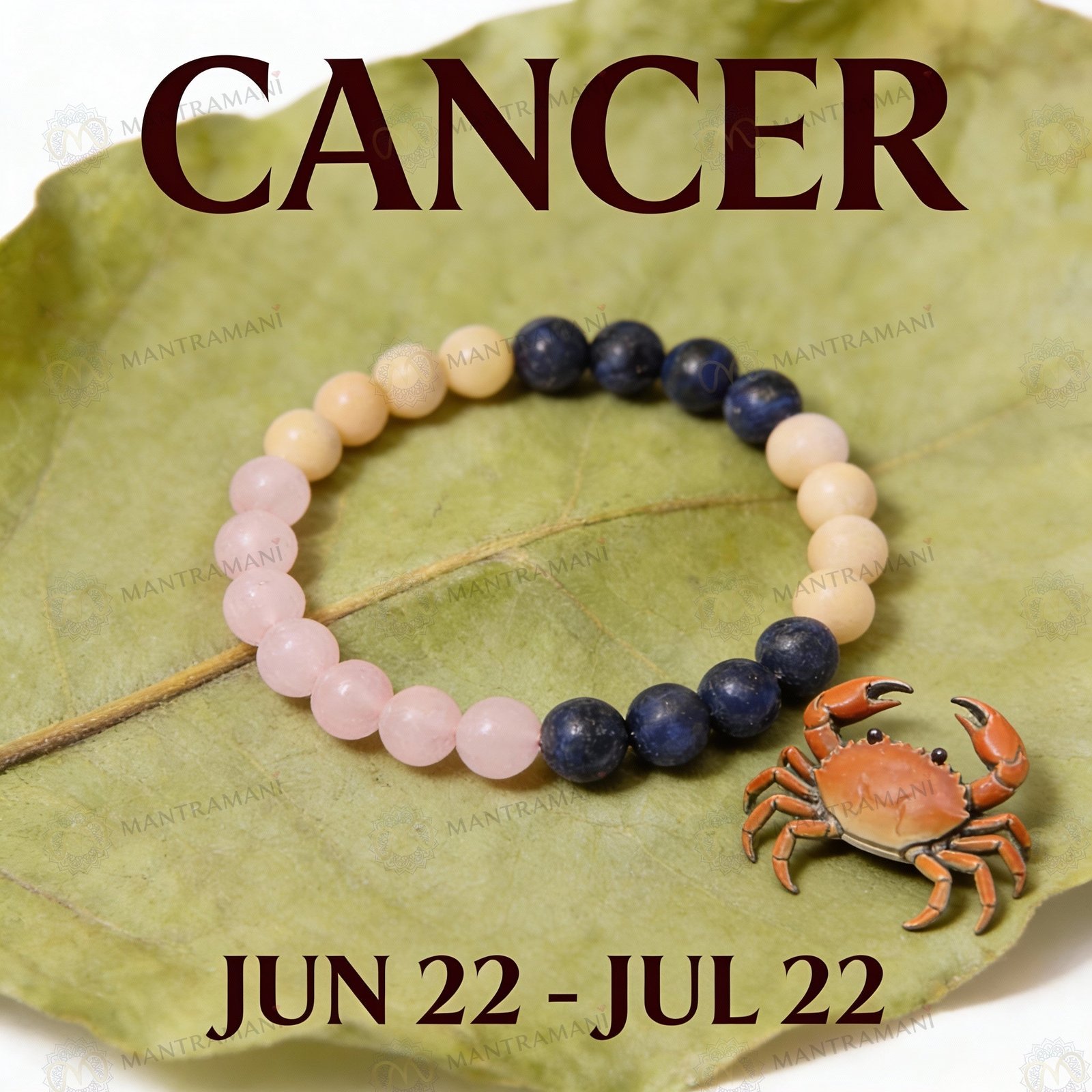 MantraMani Cancer Zodiac Birthstone Crystal Bracelet - Energized Vedic Gemstone Jewelry - MantraMani