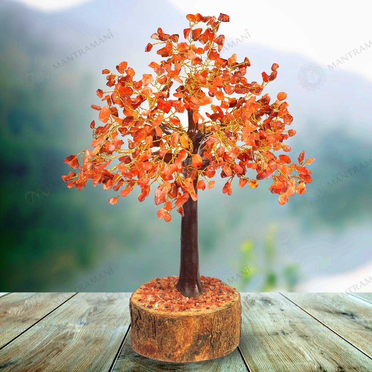 MantraMani Red Carnelian Crystal Tree – Motivation, Confidence & Career Growth