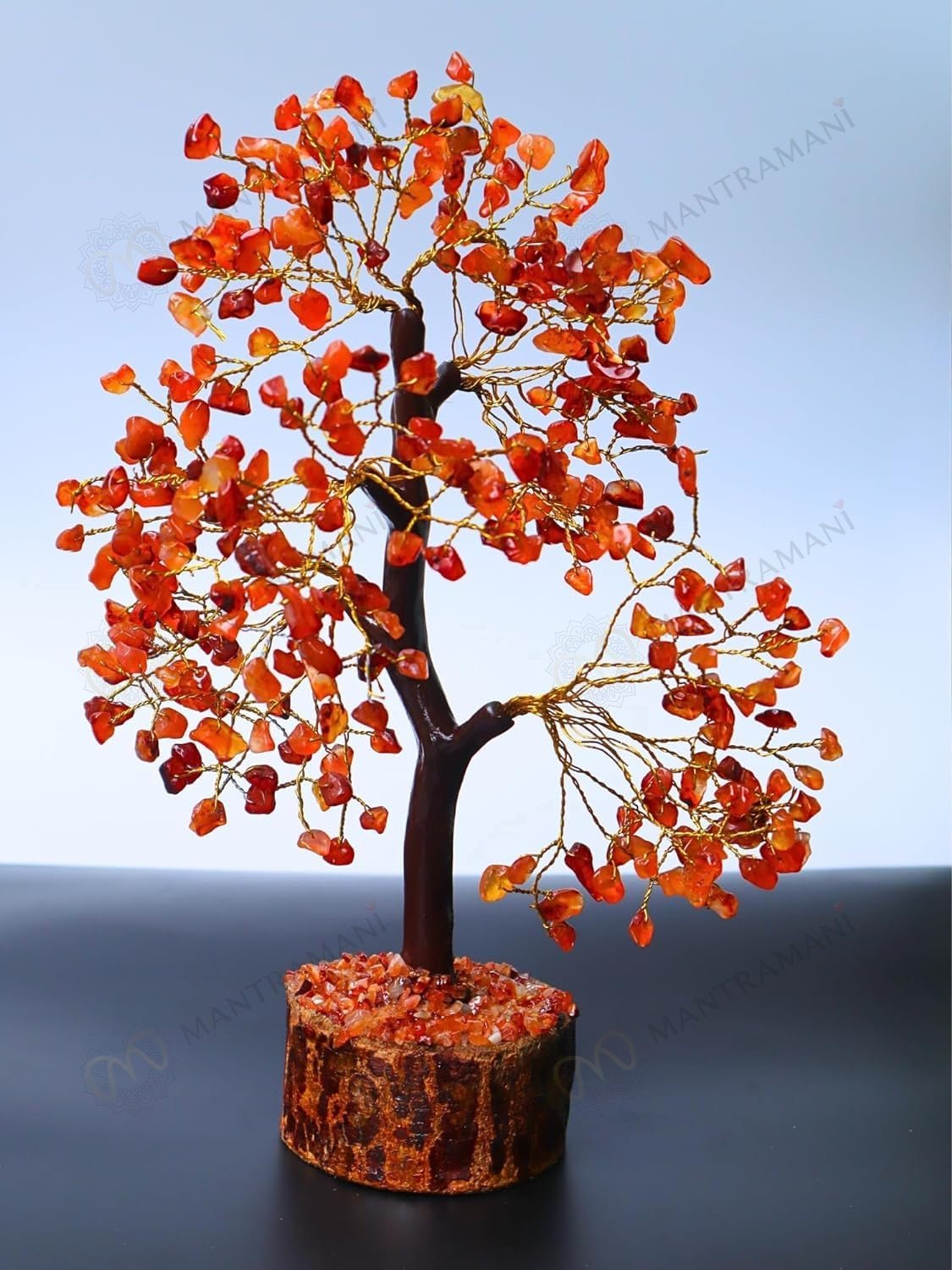 MantraMani Red Carnelian Crystal Tree - Energized Vedic Gemstone Jewelry - MantraMani