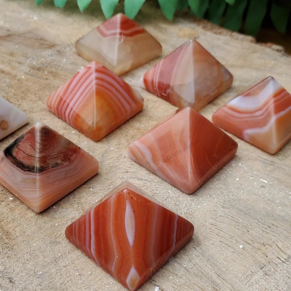 MantraMani Carnelian Pyramid - Energized Vedic Gemstone Jewelry - MantraMani