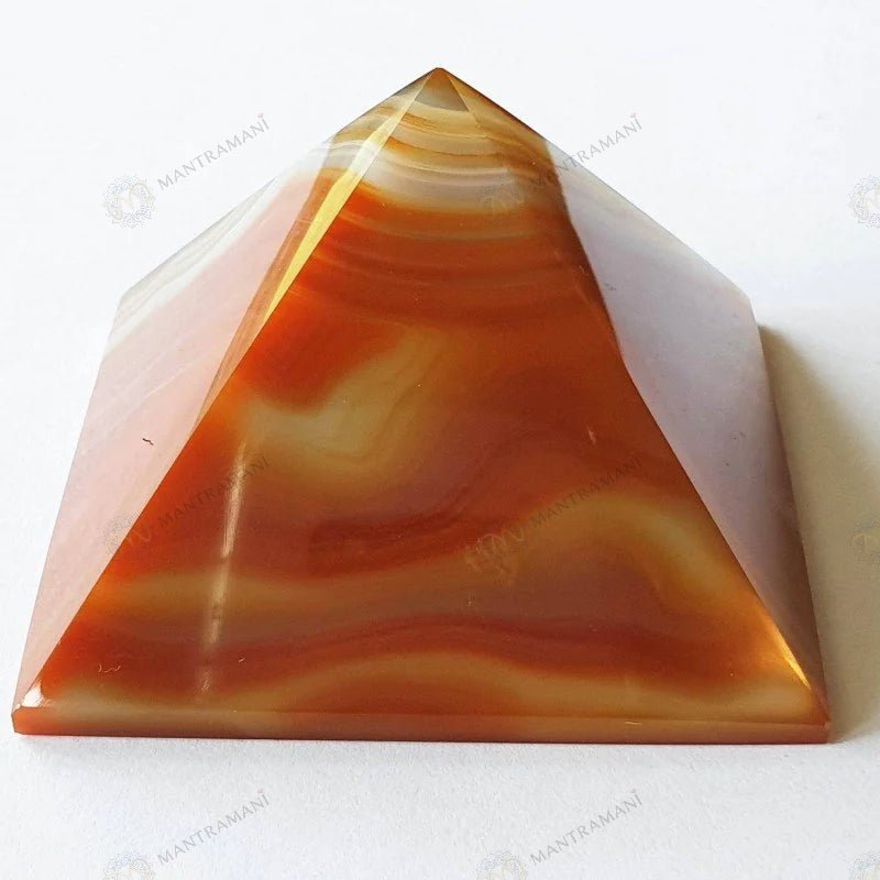 MantraMani Carnelian Pyramid - Energized Vedic Gemstone Jewelry - MantraMani