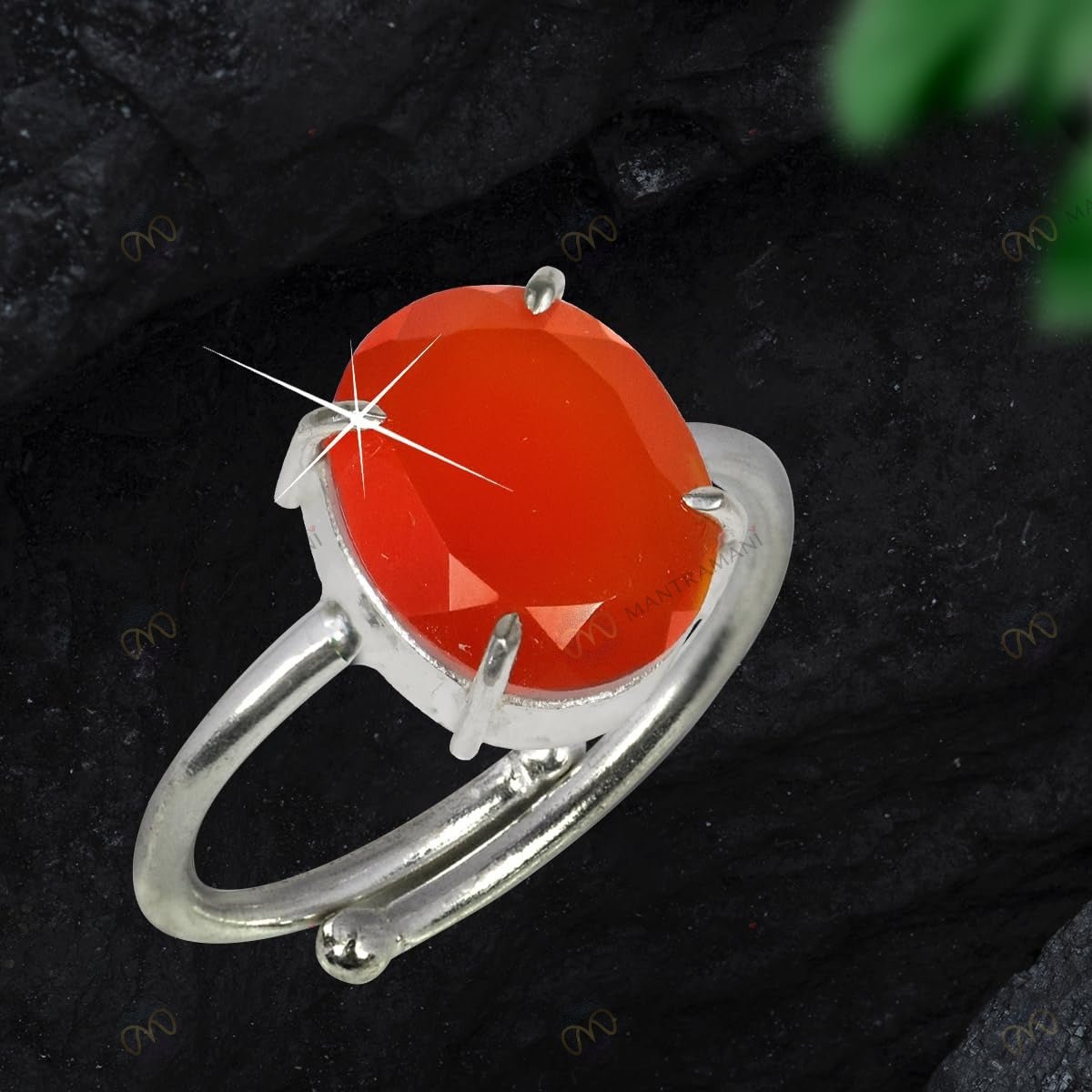 MantraMani Elegant Carnelian Ring - Energized Vedic Gemstone Jewelry - MantraMani