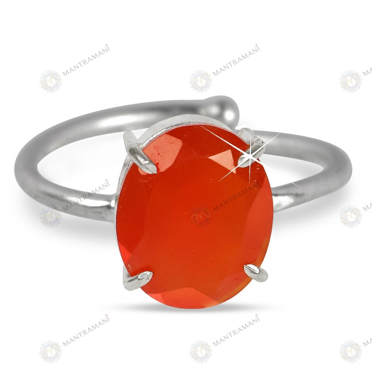 MantraMani Elegant Carnelian Ring - Energized Vedic Gemstone Jewelry - MantraMani