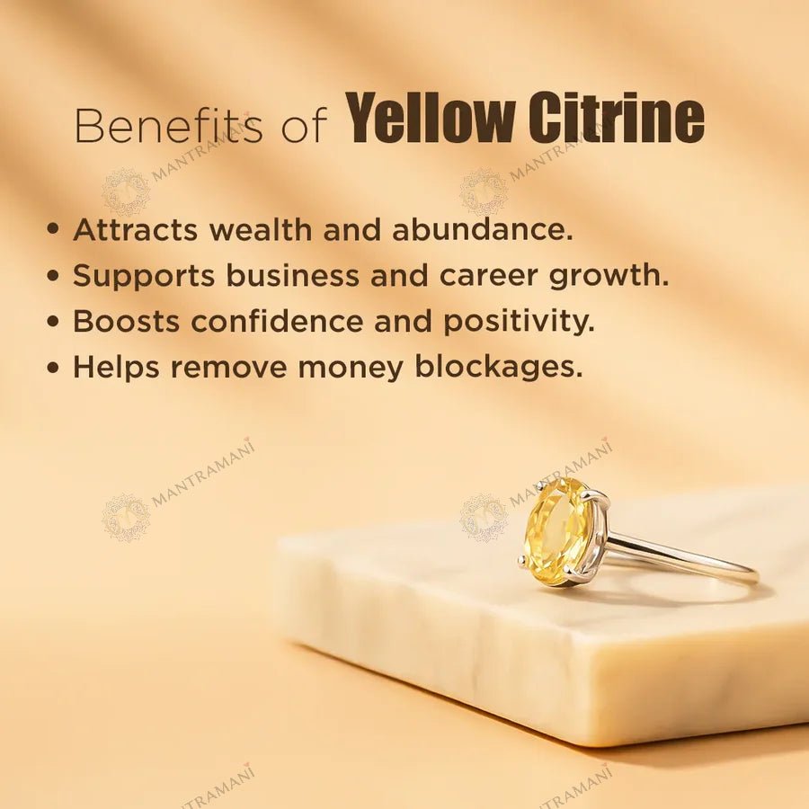 MantraMani Yellow Citrine Ring: Abundance & Prosperity