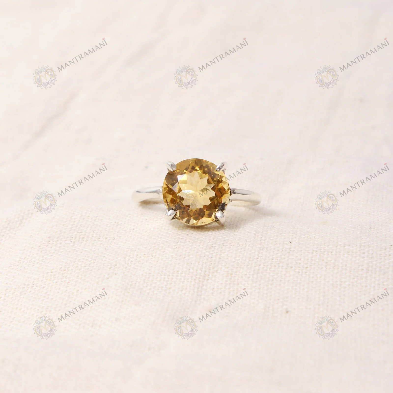 MantraMani Yellow Citrine Ring: Abundance & Prosperity - Energized Vedic Gemstone Jewelry - MantraMani