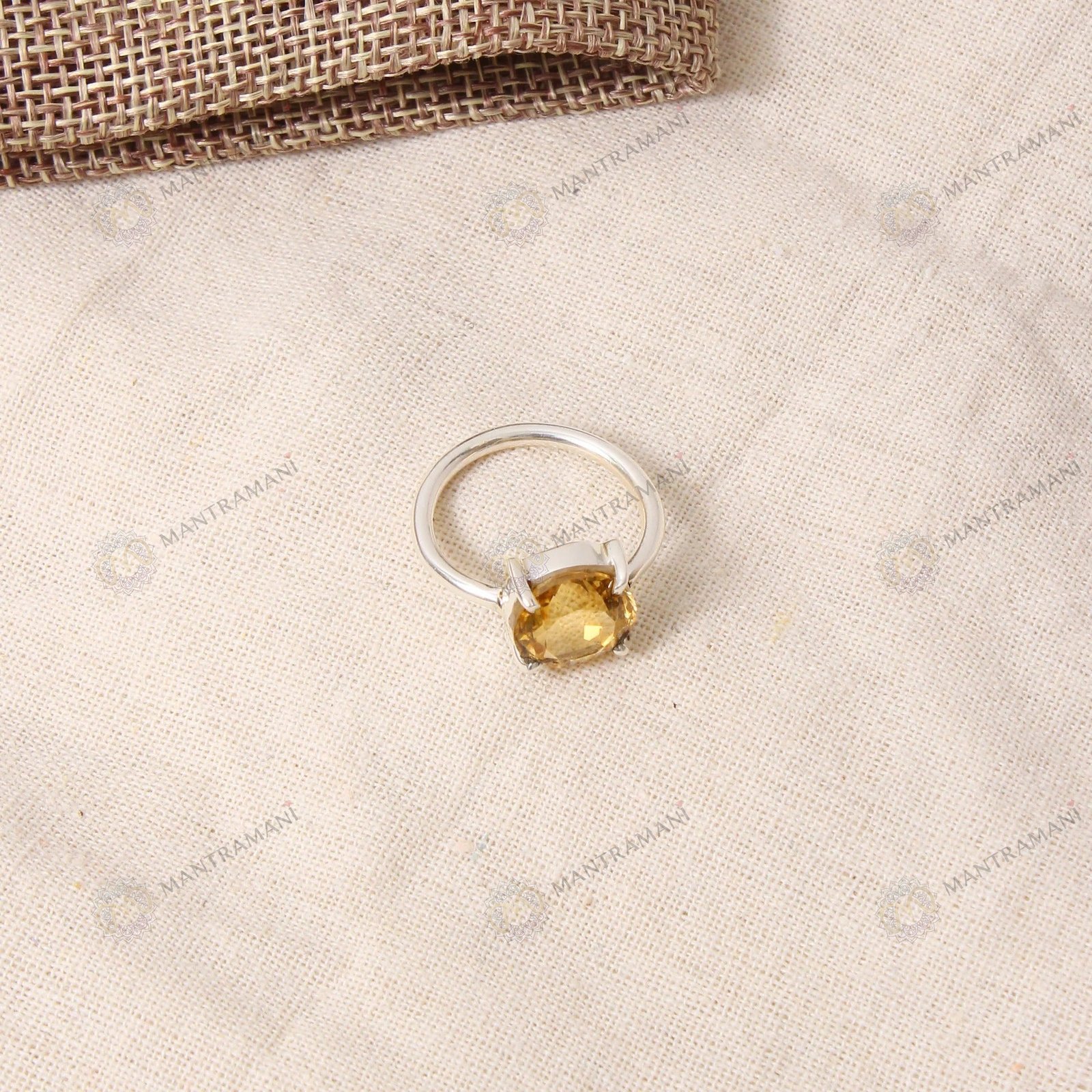 MantraMani Yellow Citrine Ring: Abundance & Prosperity - Energized Vedic Gemstone Jewelry - MantraMani
