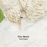 MantraMani Clear Quartz Pencil Pendant - Energized Vedic Gemstone Jewelry - MantraMani