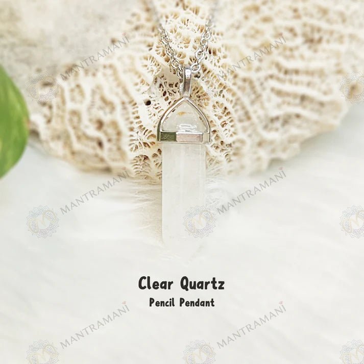 MantraMani Clear Quartz Pencil Pendant