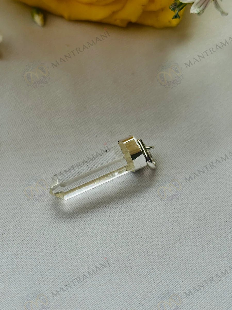 MantraMani Clear Quartz Pencil Pendant - Energized Vedic Gemstone Jewelry - MantraMani