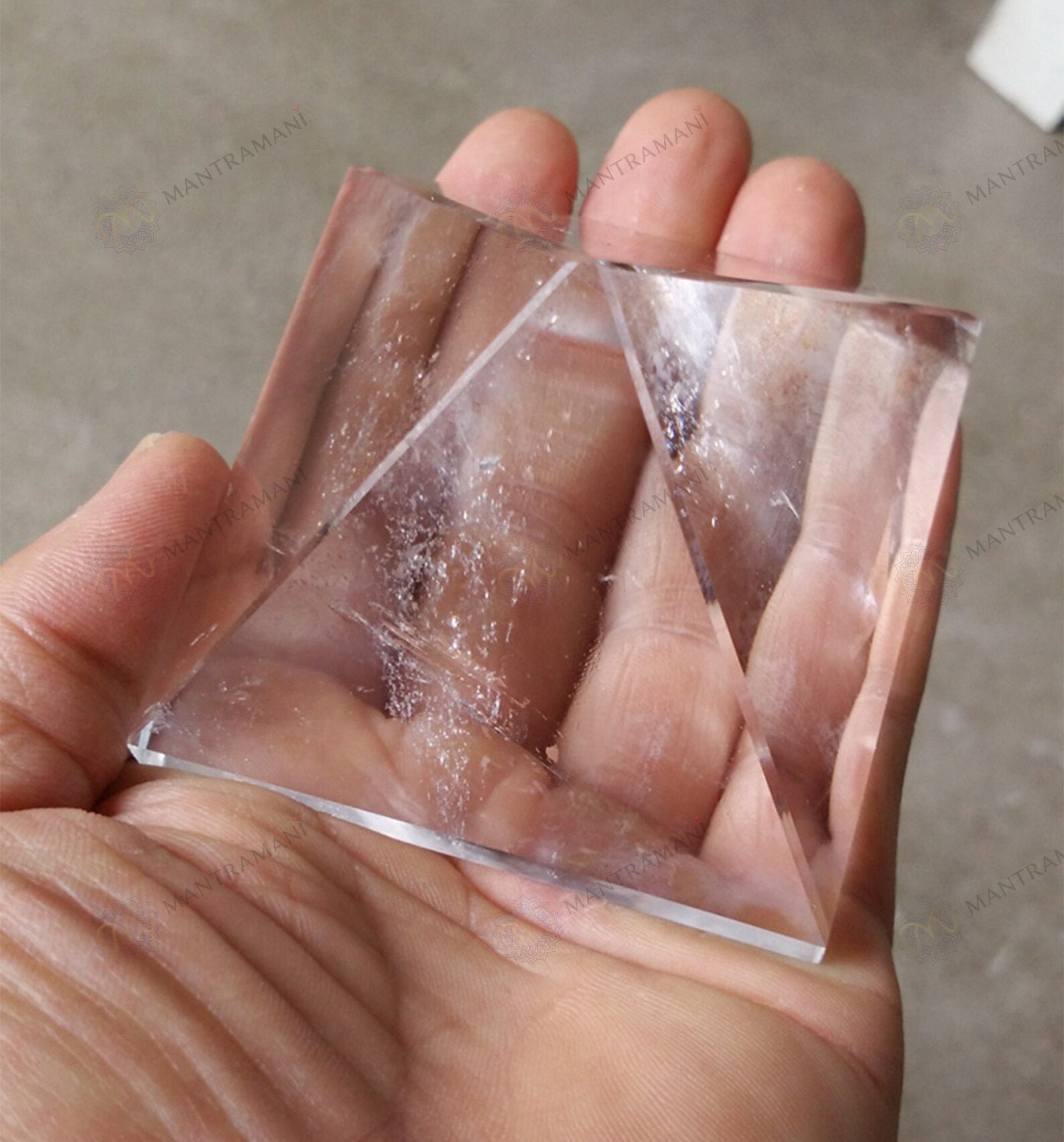 MantraMani Clear Quartz Pyramid - Energized Vedic Gemstone Jewelry - MantraMani
