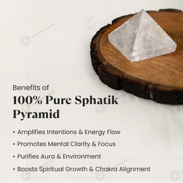 MantraMani Clear Quartz Pyramid – Energy Cleansing, Meditation & Focus Crystal Pyramid