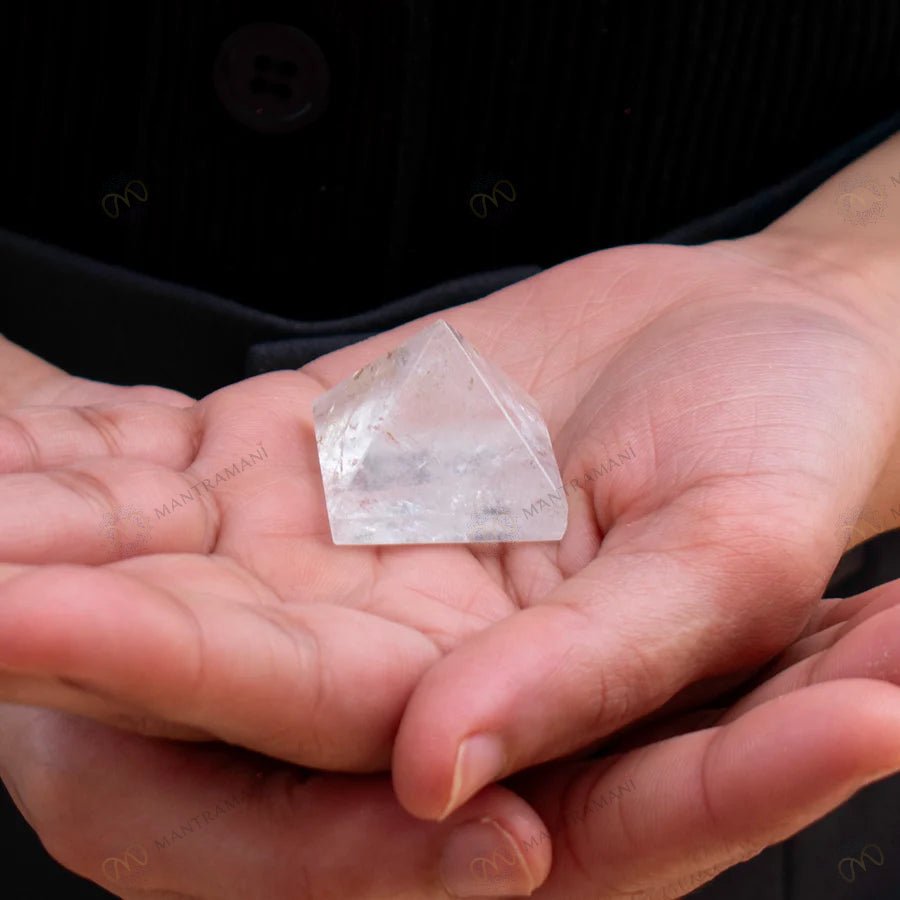 MantraMani Clear Quartz Pyramid - Energized Vedic Gemstone Jewelry - MantraMani