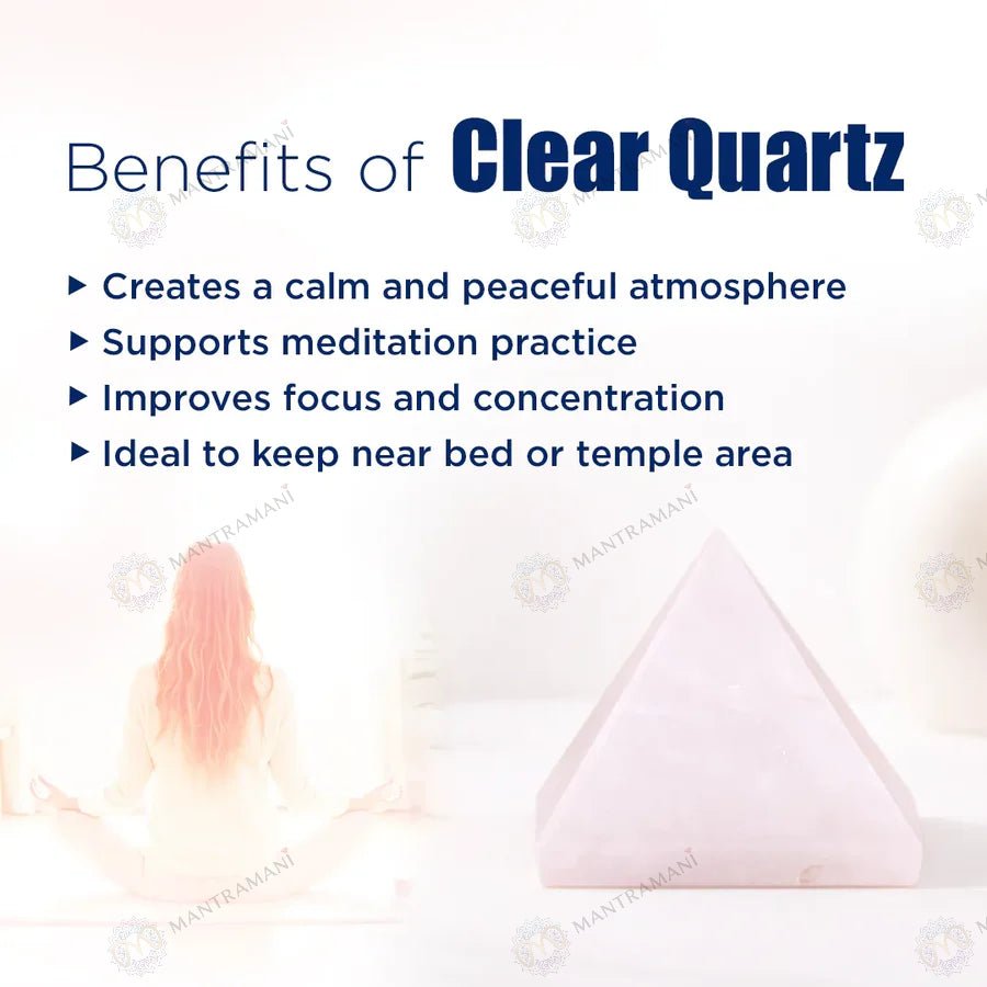 MantraMani Clear Quartz Pyramid - Energized Vedic Gemstone Jewelry - MantraMani