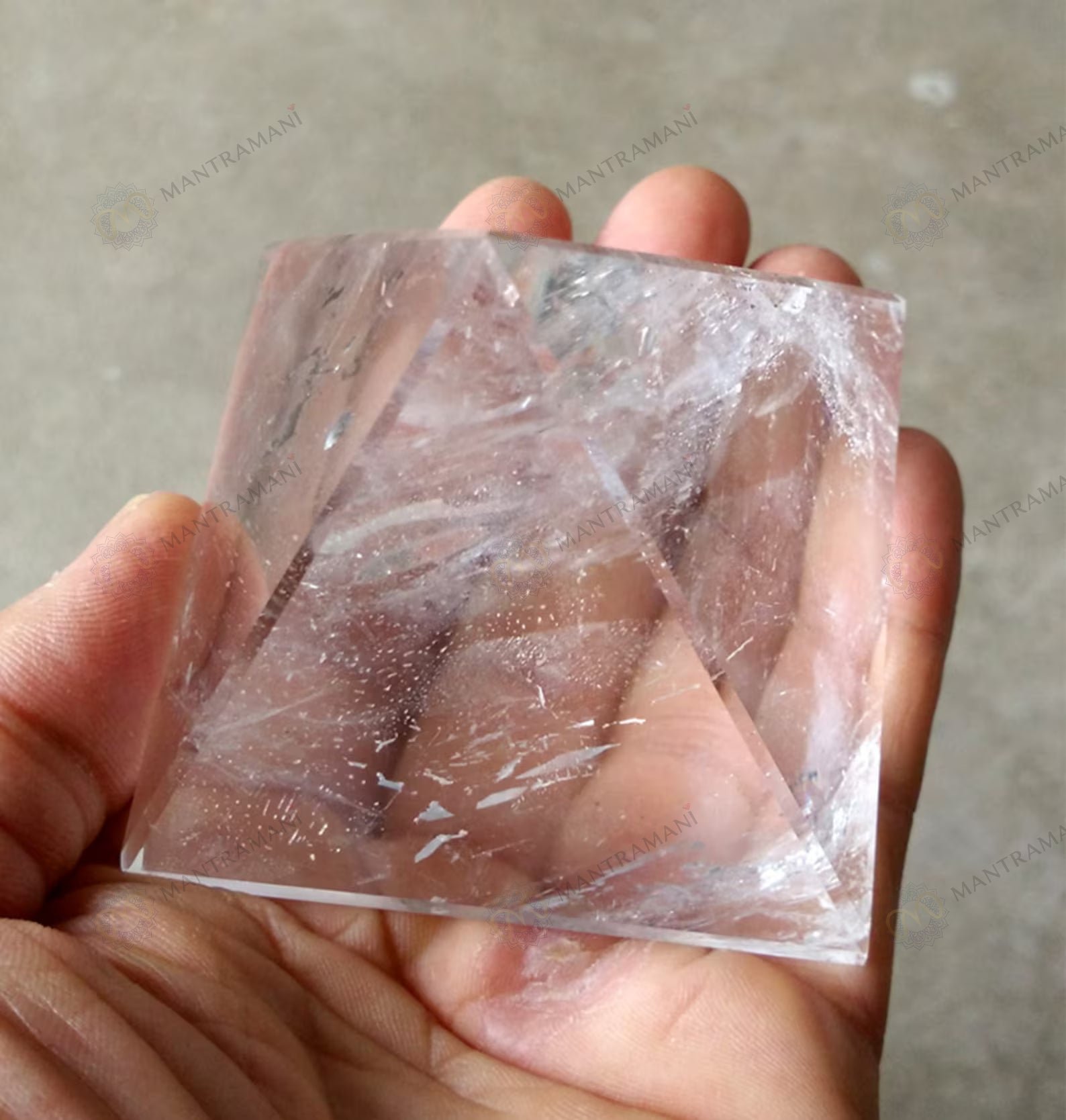 MantraMani Clear Quartz Pyramid - Energized Vedic Gemstone Jewelry - MantraMani