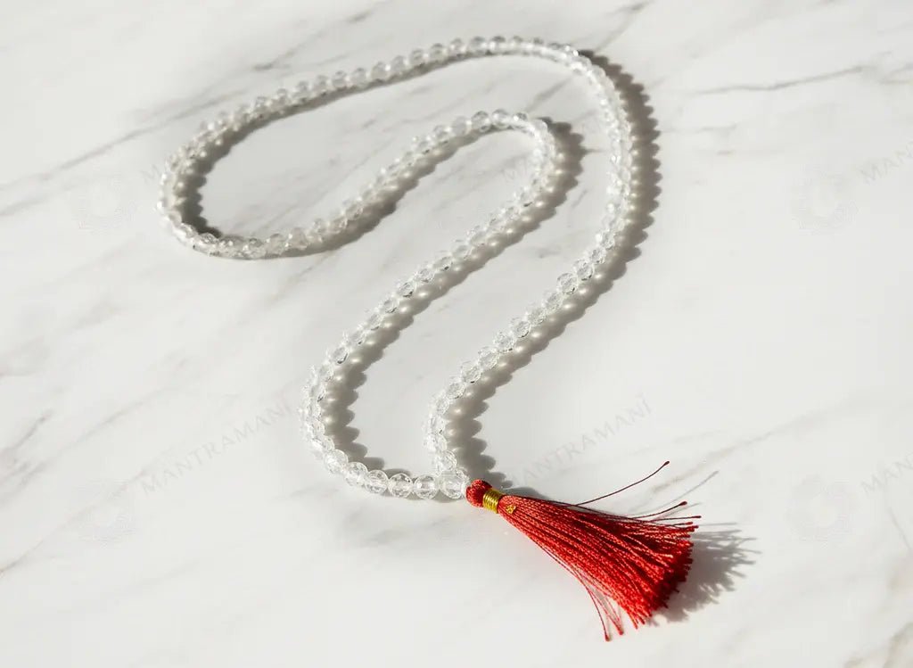 MantraMani Sphatik Japa Mala - Energized Vedic Gemstone Jewelry - MantraMani