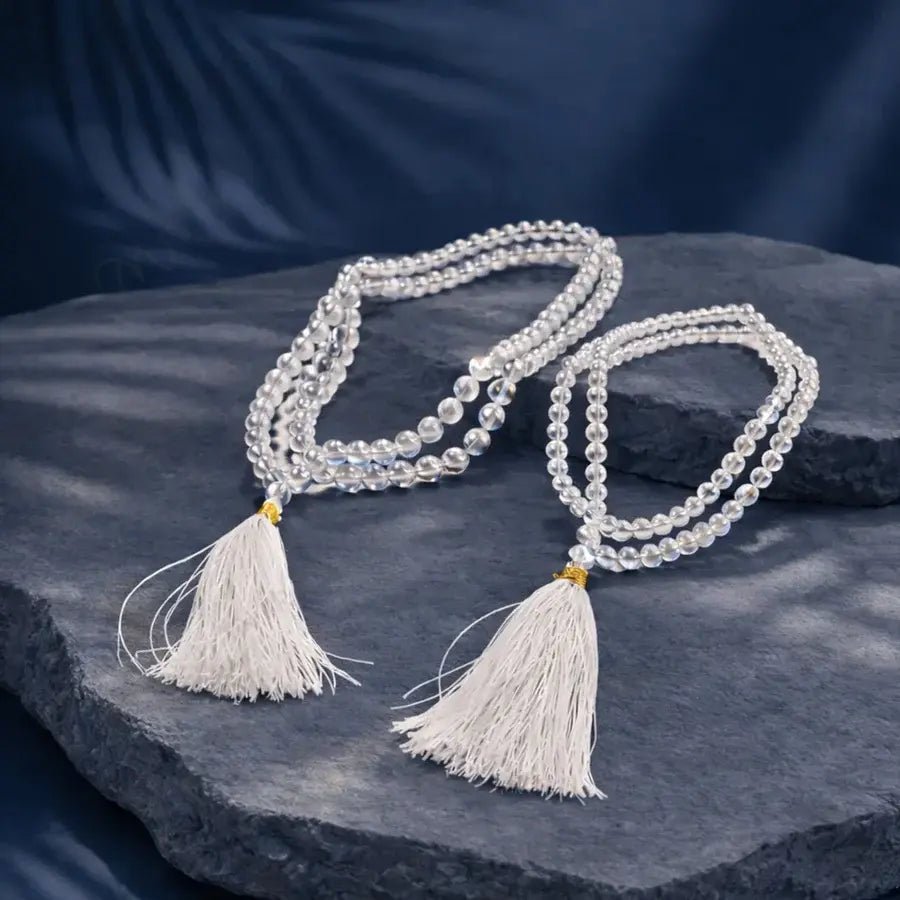 MantraMani Sphatik Japa Mala - Energized Vedic Gemstone Jewelry - MantraMani