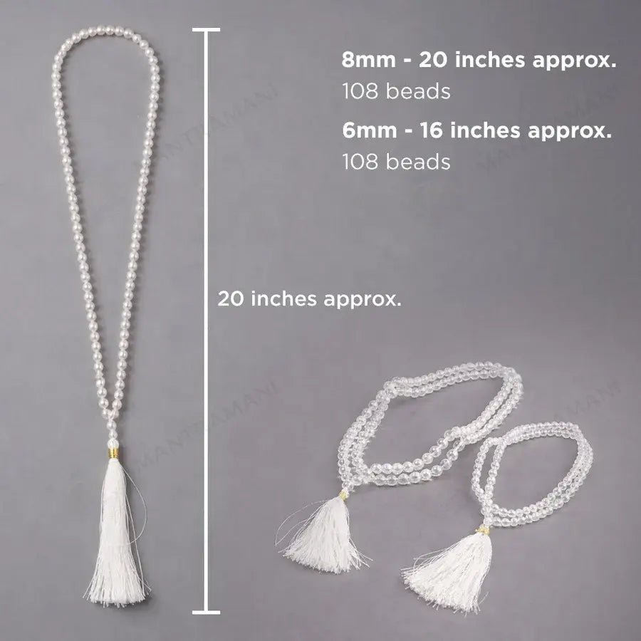 MantraMani Sphatik Japa Mala - Energized Vedic Gemstone Jewelry - MantraMani