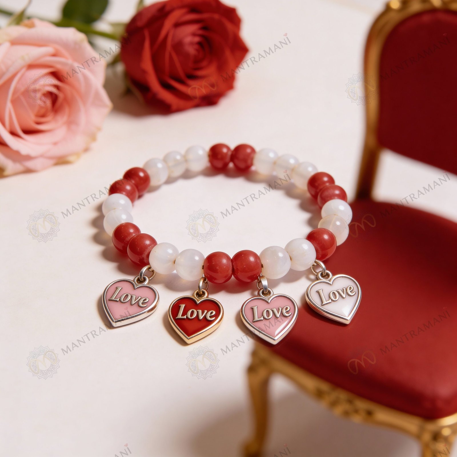 MantraMani DearHeart Bracelet for Love Pain, Heartbreak Healing, Emotional Safety & Self - Energized Vedic Gemstone Jewe...