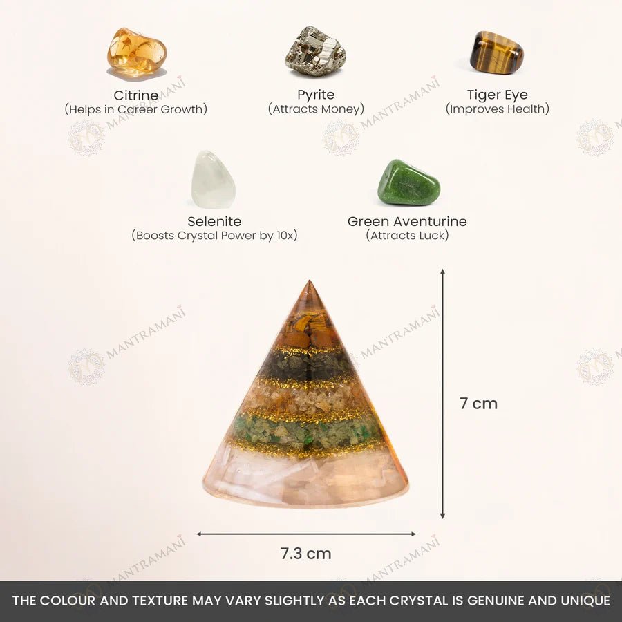 MantraMani Dhan yog Pyramid - Energized Vedic Gemstone Jewelry - MantraMani