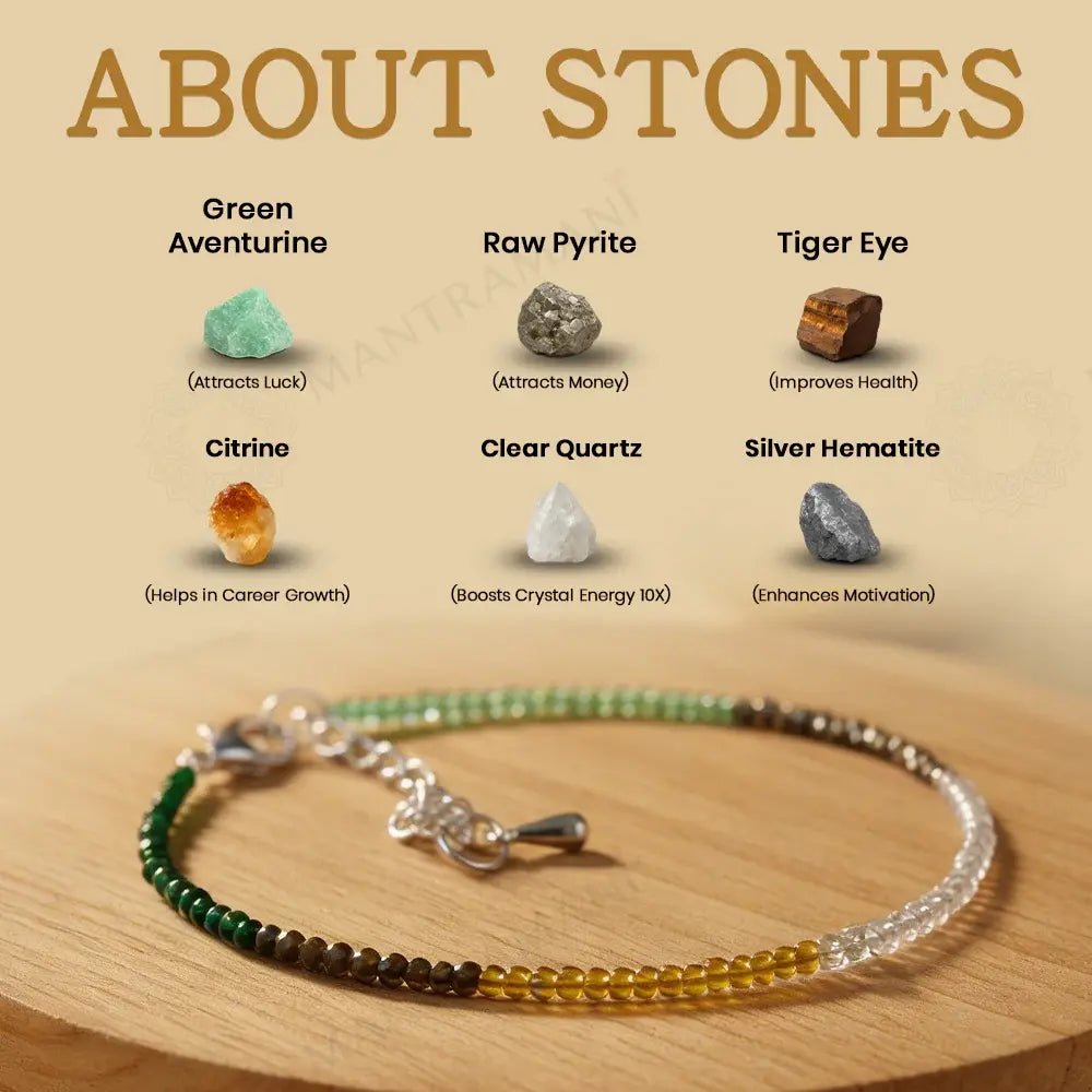 MantraMani Money Magnet Anklet - Energized Vedic Gemstone Jewelry - MantraMani