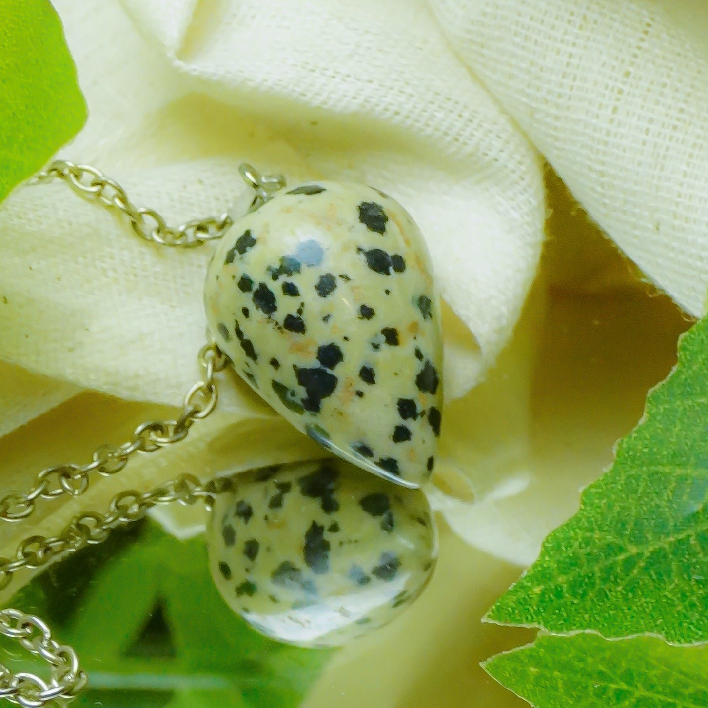MantraMani Dalmation Jasper Crystal Drop Pendant