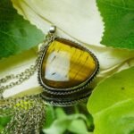 MantraMani Tiger's Eye Crystal Fancy Pendant - Energized Vedic Gemstone Jewelry - MantraMani