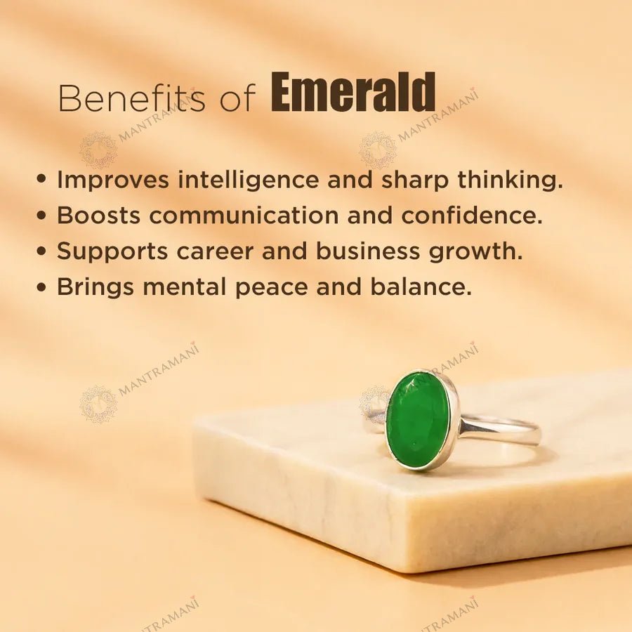 MantraMani Panna (Real Emerald) Ring: Develop Sharp Intellect and Enhance Growth Opportunities