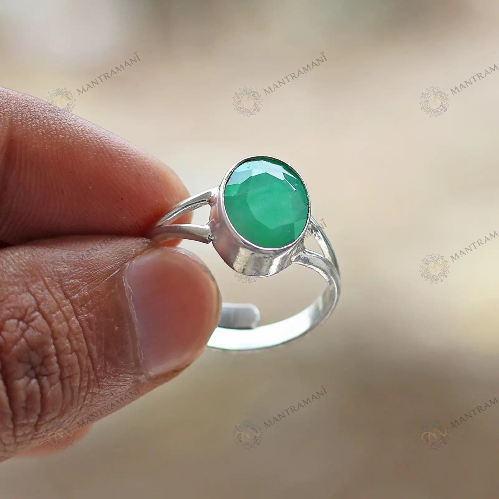 MantraMani Panna (Real Emerald) Ring: Develop Sharp Intellect and Enhance Growth Opportunities - Energized Vedic Gemston...