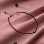 MantraMani Heart Shape Onyx Evil Eye Anklet - Energized Vedic Gemstone Jewelry - MantraMani