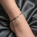 MantraMani Heart Shape Onyx Evil Eye Anklet - Energized Vedic Gemstone Jewelry - MantraMani